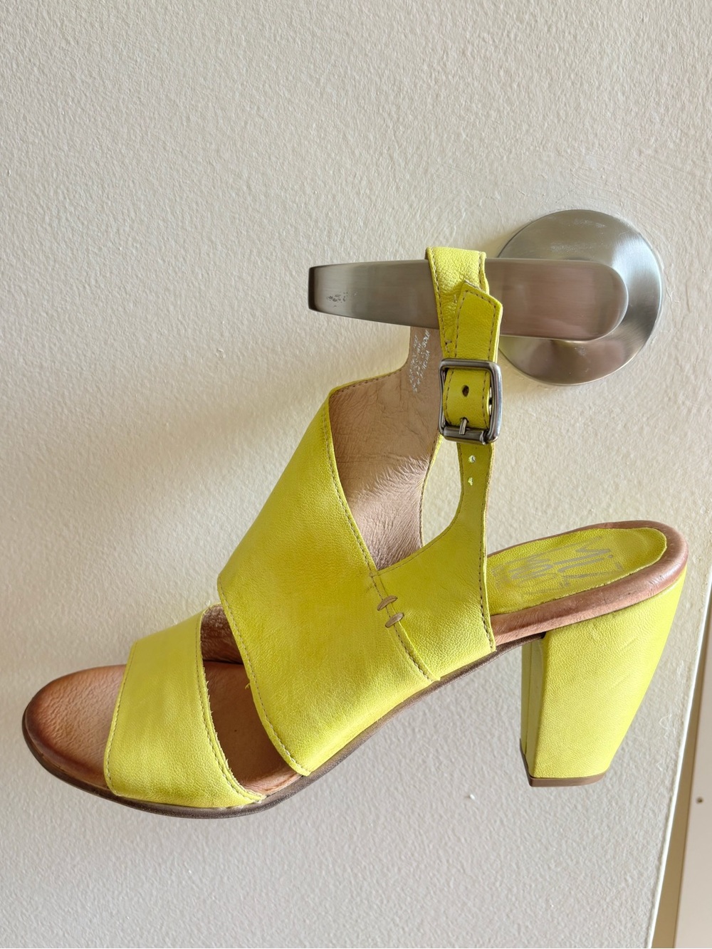 Miss Mooz Lemon-Lime Block Heel Sandals